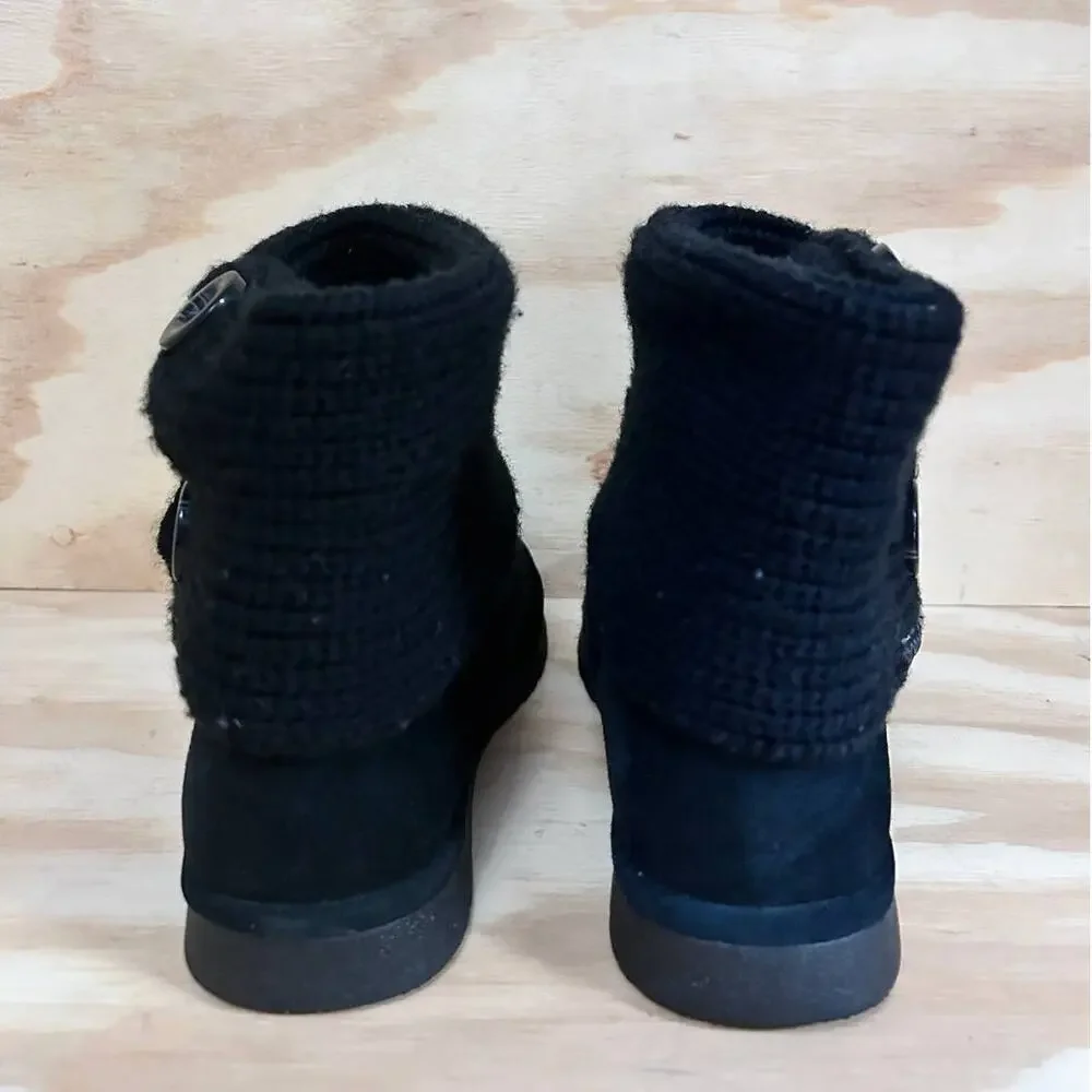 Sporto - Mona Buttons Suede And Knit Sweater - Boots - Black - Women's - 8.5M